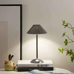 Modern Scandinavian Rechargeable Conic Pleated Table Lamp with 1 Light for Bedside