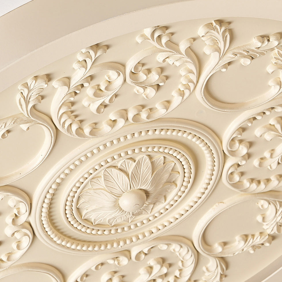 Contemporary Minimalist Carved Iron and Resin Acrylic LED Flush Mount Ceiling Light for Bedroom
