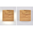 Rectangular LED Wall Sconce Lamp in Japanese Wabi-Sabi Log Wood Design