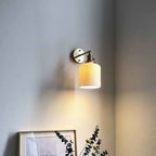 Japanese Retro Minimalist Oval Brass and Lucite Cylinder Wall Sconce Lamp