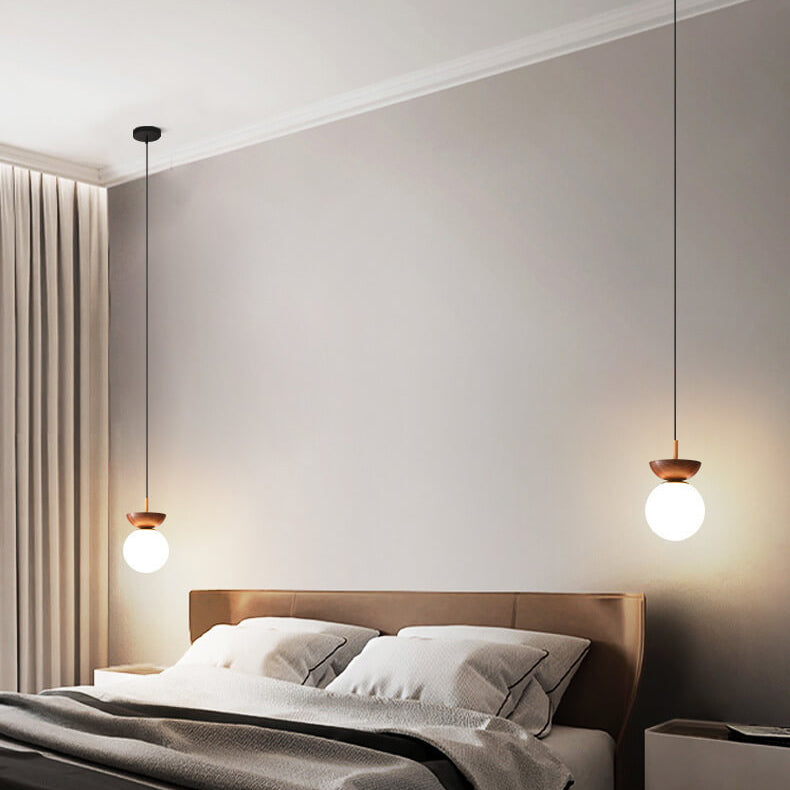 Contemporary Minimalist Glass and Iron Orb 1-Light Semi-Flush Mount/Pendant Light for Living Room