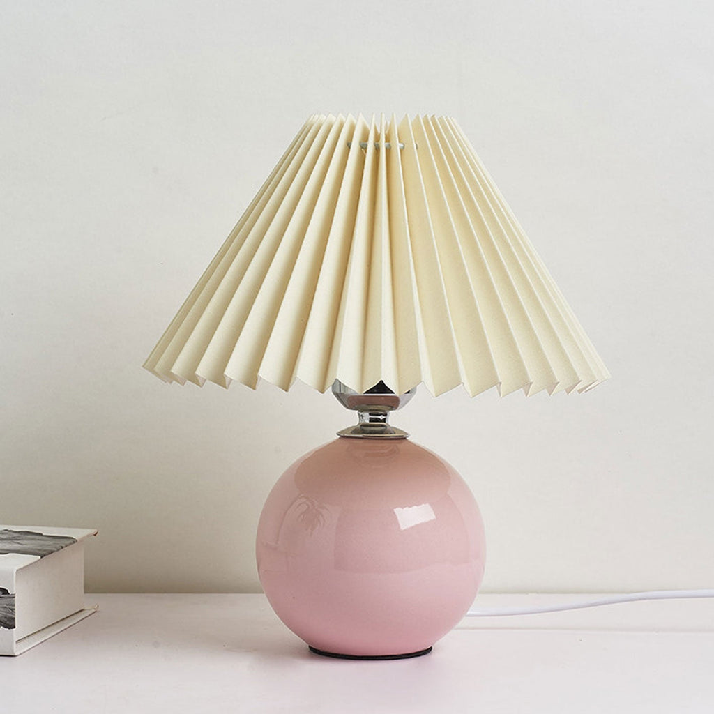 Scandinavian Minimalist Ceramic Pleated Table Lamp with Single Light
