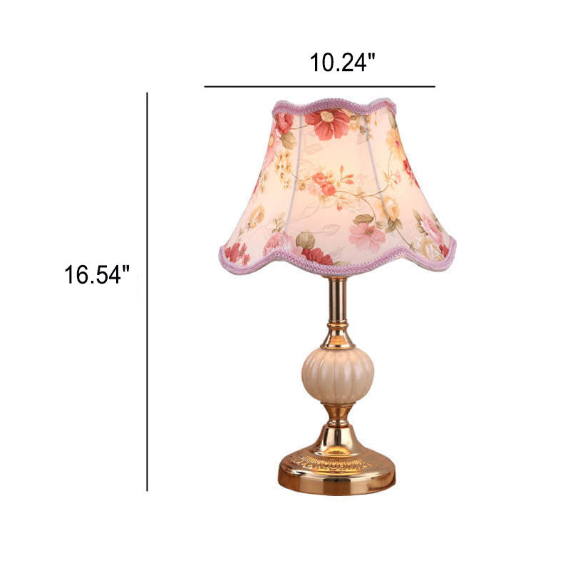 Vintage Nordic Floral Glass Table Lamp with Single Light