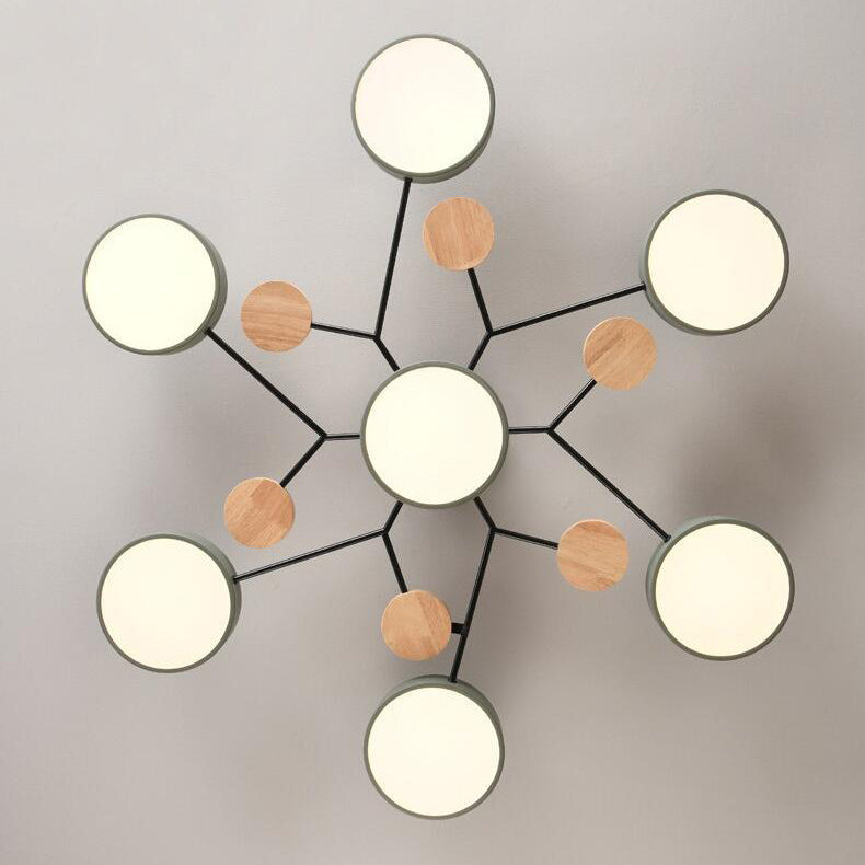 Modern Scandinavian Round LED Semi-Flush Mount Ceiling Light with Molecule Branch Design for Living Room