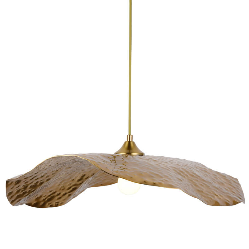 Contemporary Golden Bronze Lotus Leaf 1-Light Pendant Fixture