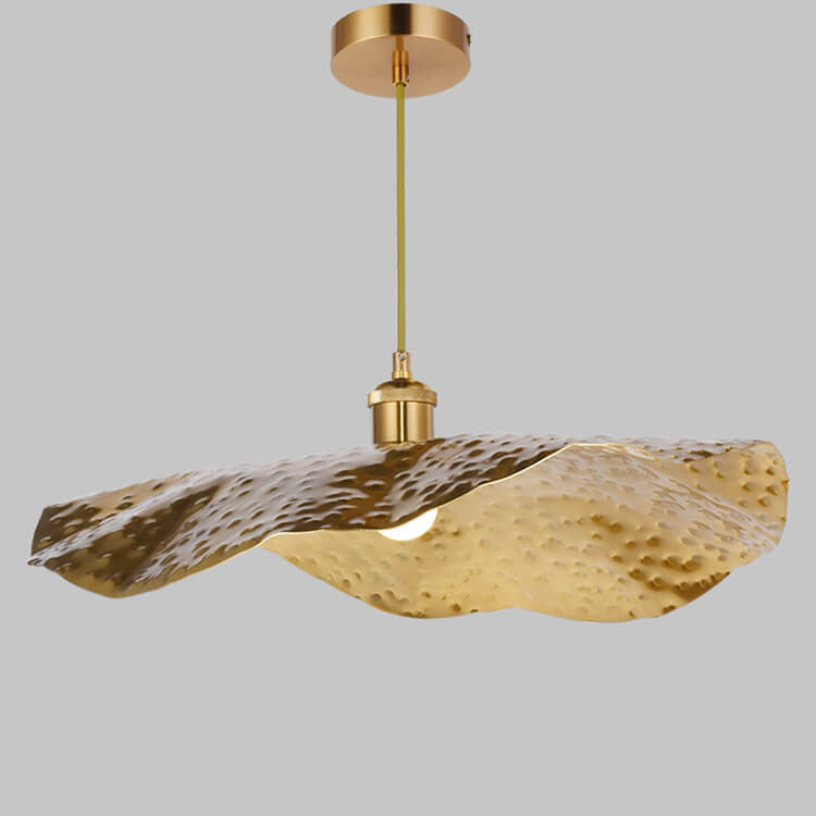 Contemporary Golden Bronze Lotus Leaf 1-Light Pendant Fixture
