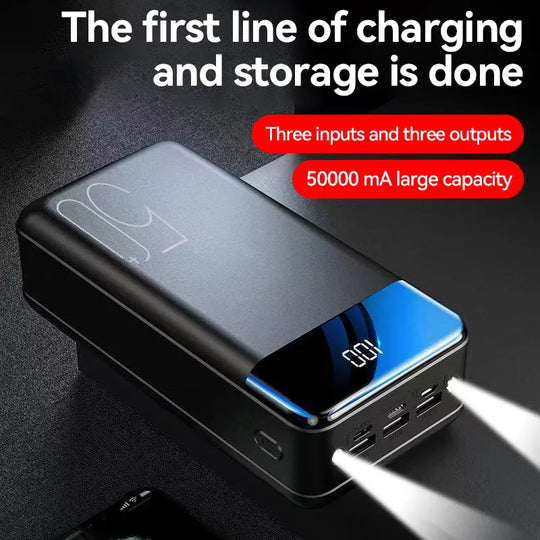 Velindra - 50000mAh Powerbank with High Capacity and Fast Charging for Phone, Tablet, and Laptop