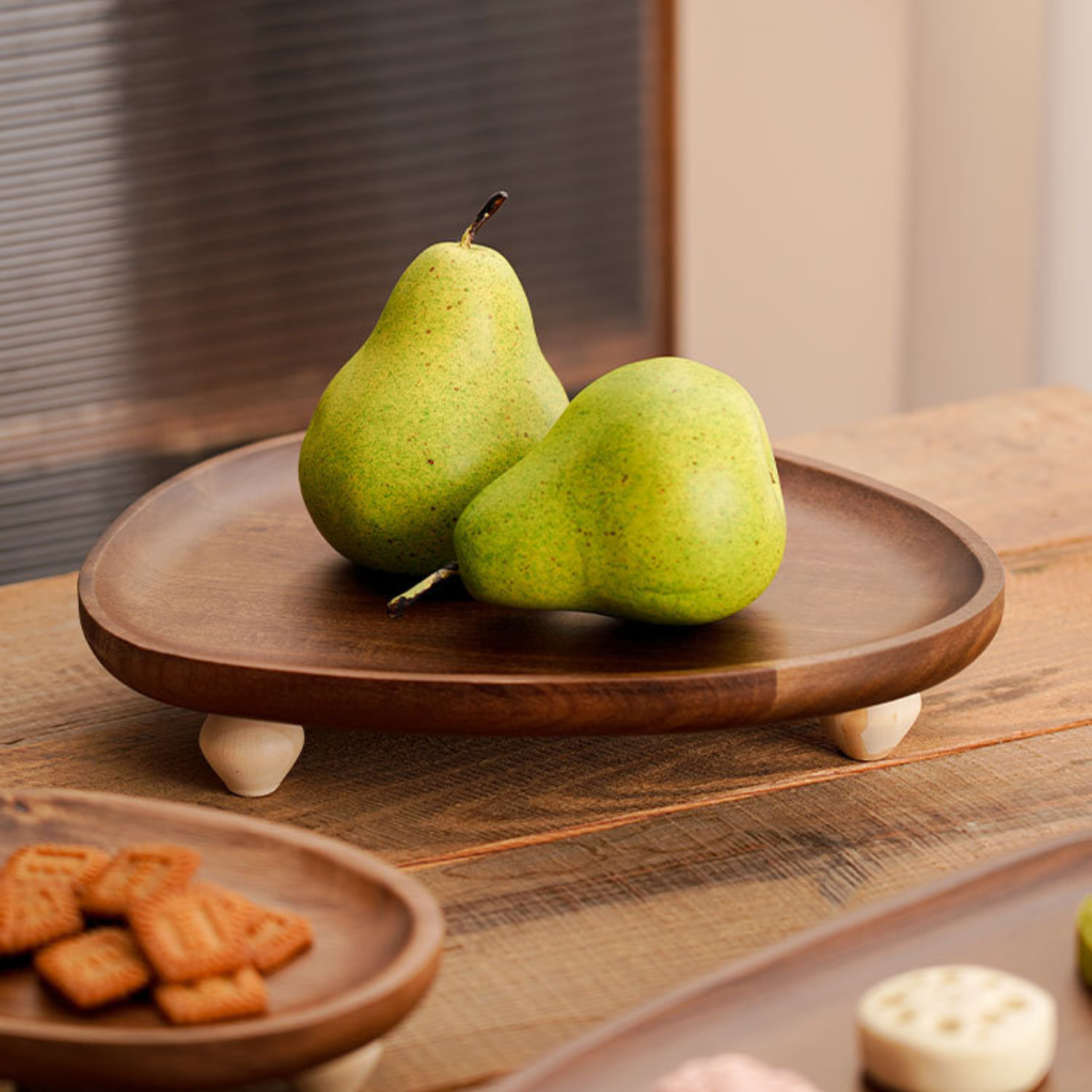 Bela Rustic Acacia Wood Tray | Elevated Design with Three Legs