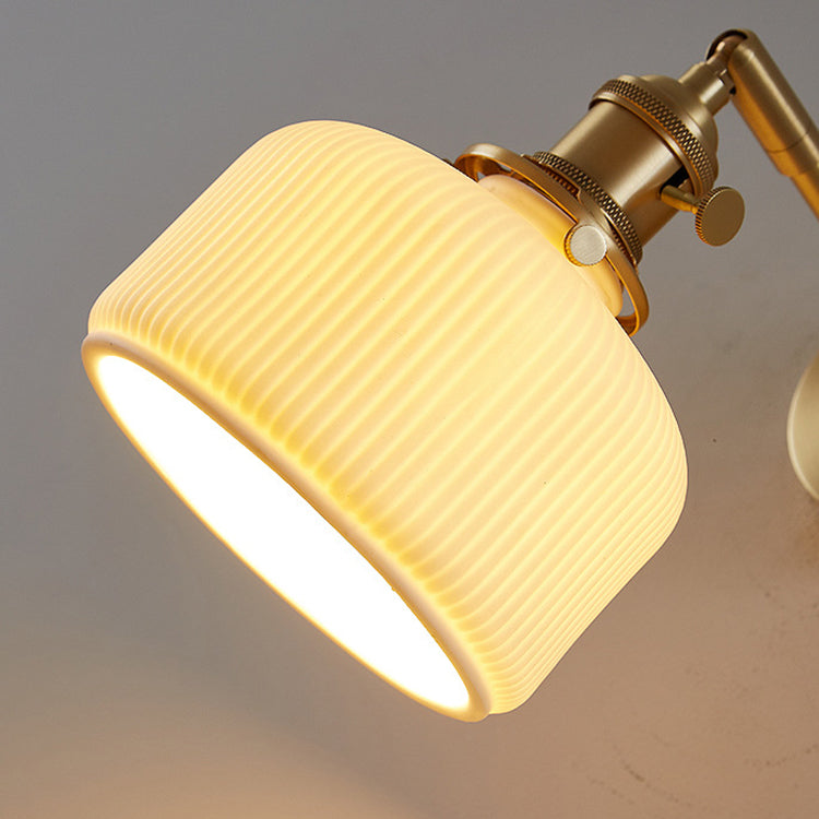 Contemporary Minimalist Striped Ceramic Wall Sconce Lamp with 1 Light