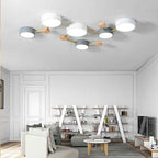 Scandinavian Minimalist Solid Wood and Iron LED Flush Mount Light