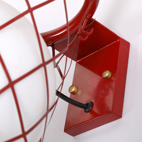 Contemporary Art Deco Kids' Iron and Glass Basketball Hoop Wall Sconce Lamp - 1-Light Design for Bedroom