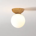 Nordic Wood Glass Globe 1-Light Ceiling Light