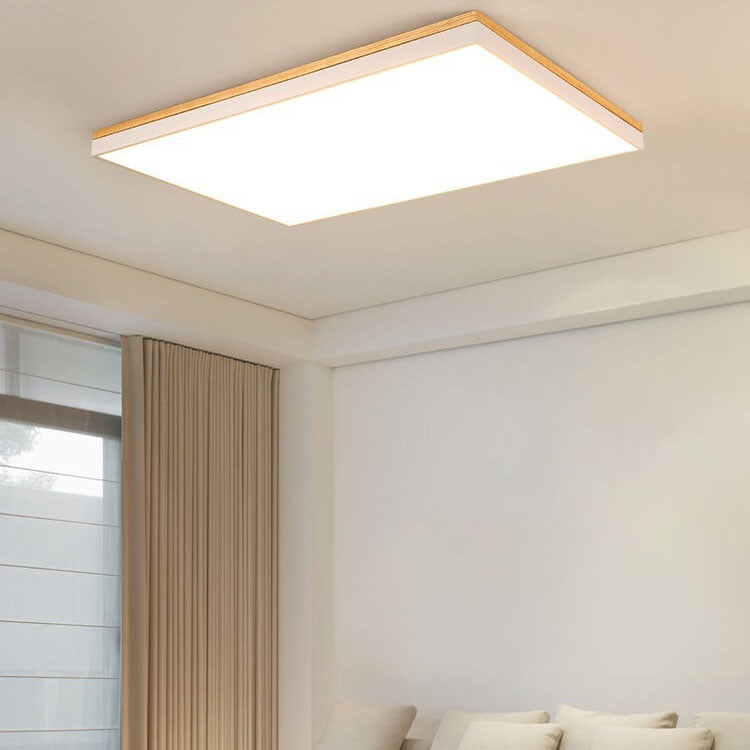 Contemporary Minimalist Solid Wood and Acrylic Square LED Flush Mount Ceiling Light for Living Room