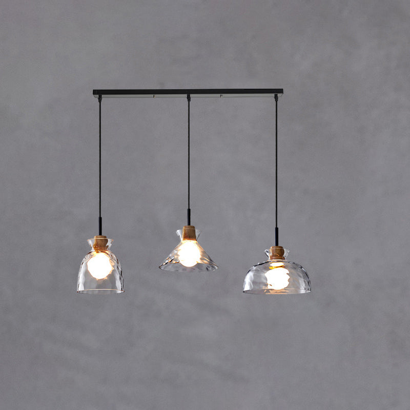 Nordic Clear Rippled Glass 1-Light Pendant Lamp