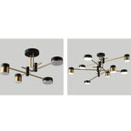 Contemporary Minimalist Black and Gold Semi-Flush Mount Light with 4-8 Bulb Capacity