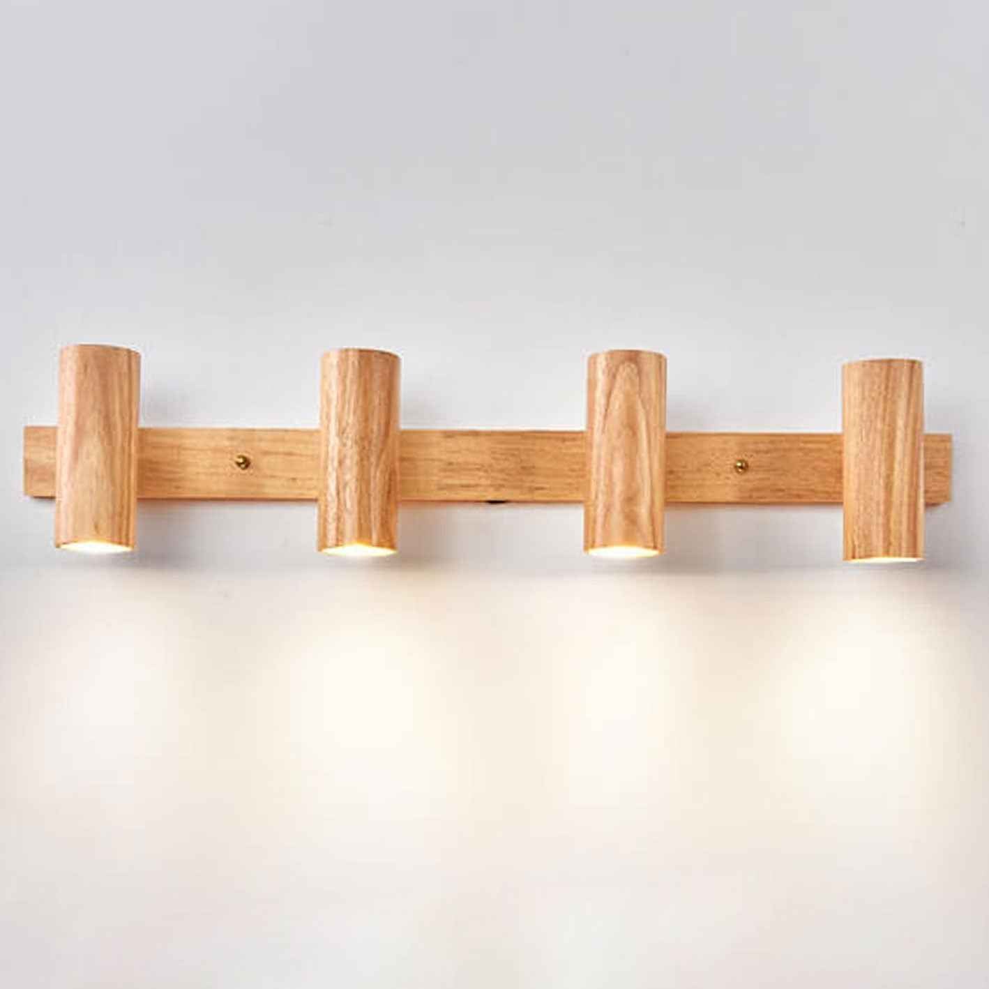 Contemporary Minimalist Wooden Track Spotlight Wall Sconce - Available in 1, 2, or 3 Lights