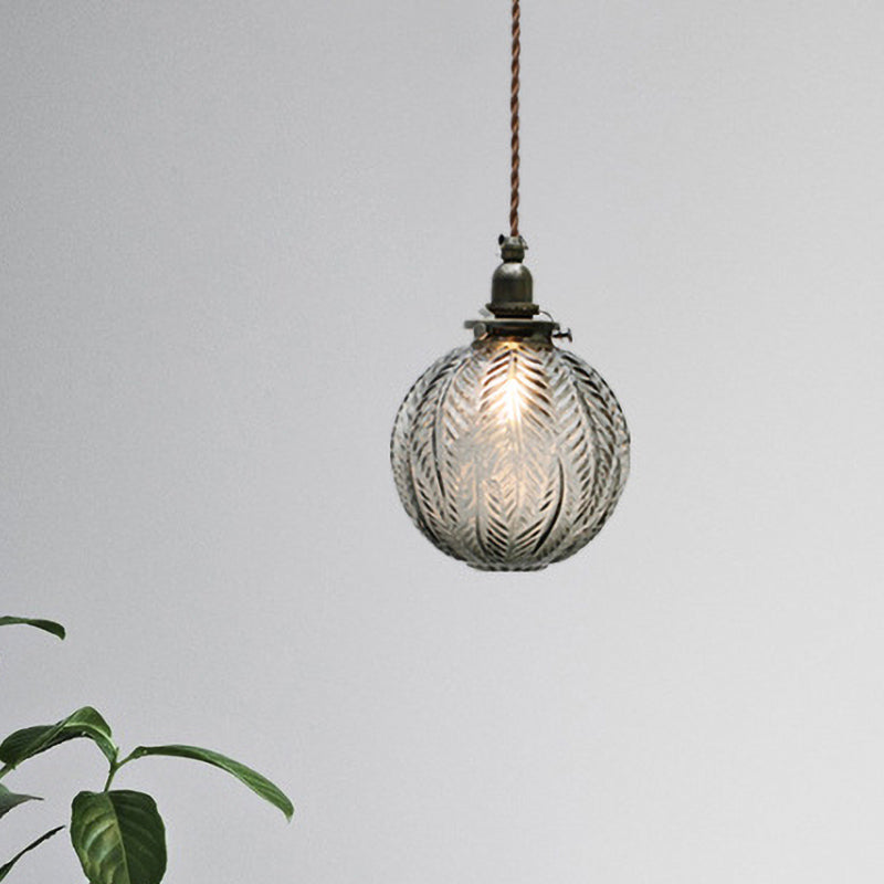ColonialGlow: Round Pendant Light made of Glass with Colonial Design & LED-compatible – for Entryway & Living Room