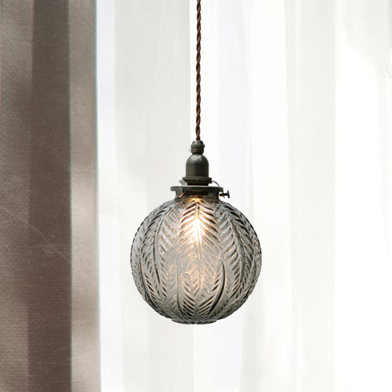 ColonialGlow: Round Pendant Light made of Glass with Colonial Design & LED-compatible – for Entryway & Living Room
