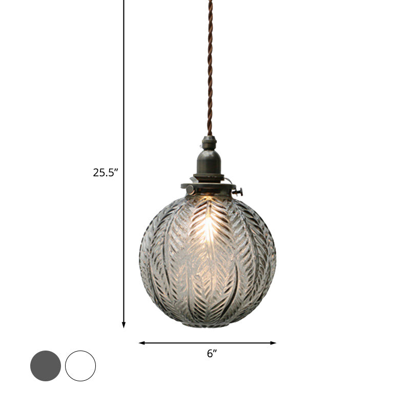 ColonialGlow: Round Pendant Light made of Glass with Colonial Design & LED-compatible – for Entryway & Living Room