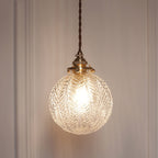 ColonialGlow: Round Pendant Light made of Glass with Colonial Design & LED-compatible – for Entryway & Living Room