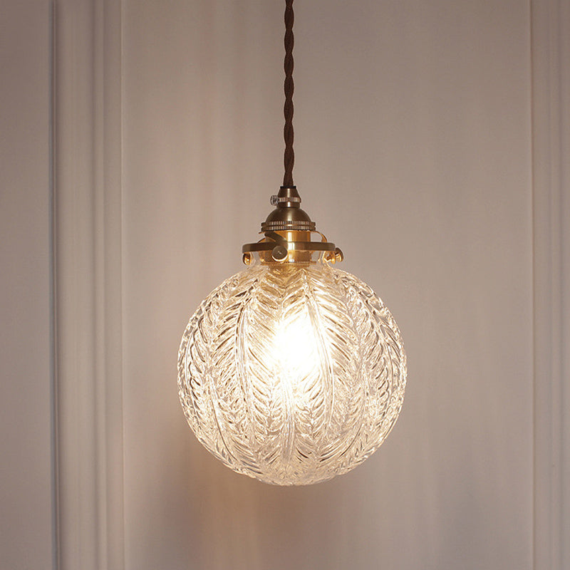 ColonialGlow: Round Pendant Light made of Glass with Colonial Design & LED-compatible – for Entryway & Living Room