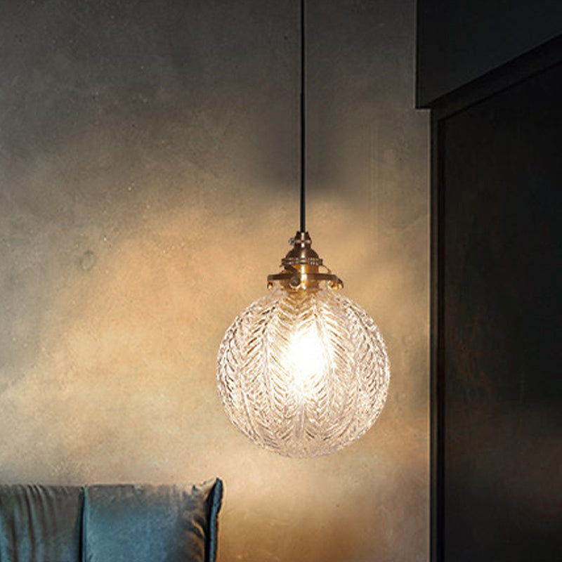 ColonialGlow: Round Pendant Light made of Glass with Colonial Design & LED-compatible – for Entryway & Living Room