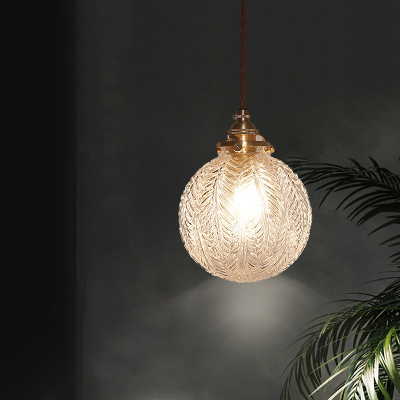 ColonialGlow: Round Pendant Light made of Glass with Colonial Design & LED-compatible – for Entryway & Living Room