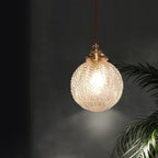 ColonialGlow: Round Pendant Light made of Glass with Colonial Design & LED-compatible – for Entryway & Living Room