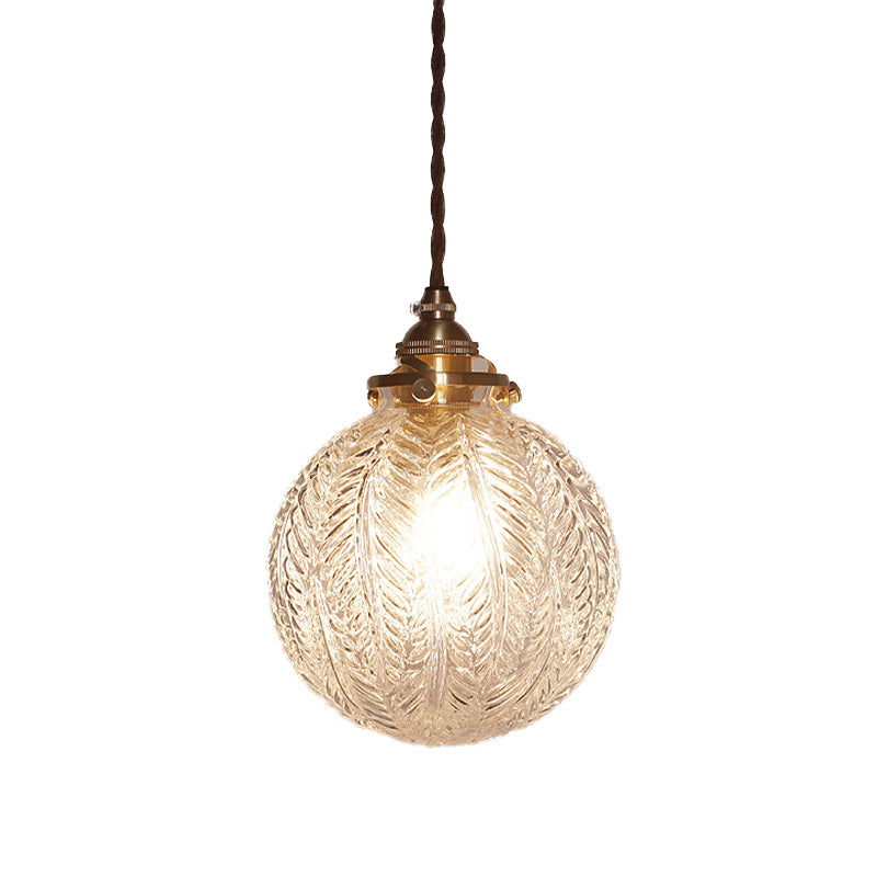 ColonialGlow: Round Pendant Light made of Glass with Colonial Design & LED-compatible – for Entryway & Living Room