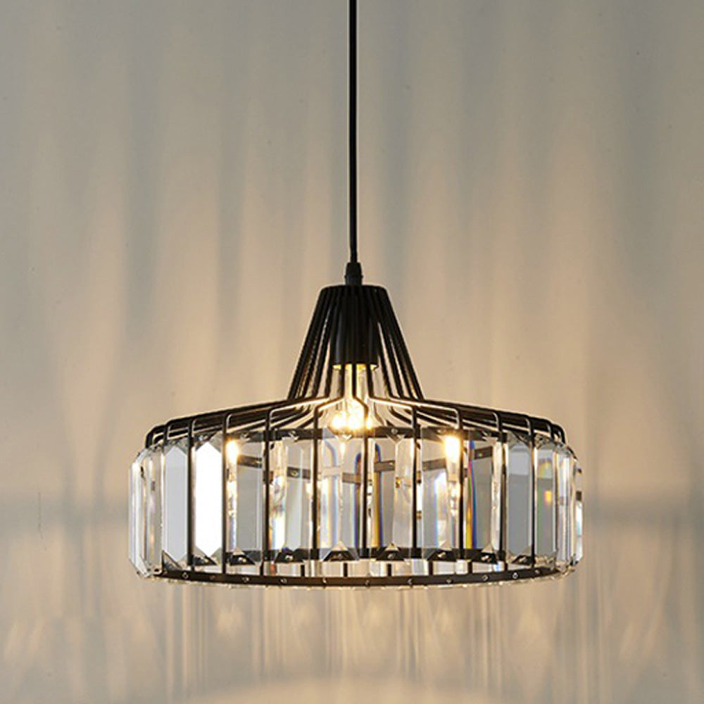 Belo Crystal Pendant Light | Adjustable Height, Matte Black Frame