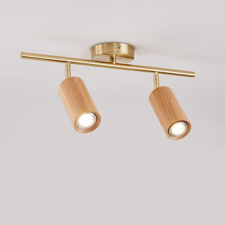 Nordic Minimalist Walnut Wood Linear Track LED Ceiling Light - Available in 1, 2, 3, or 4 Lights