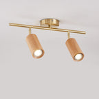 Nordic Minimalist Walnut Wood Linear Track LED Ceiling Light - Available in 1, 2, 3, or 4 Lights