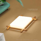 Traditional Japanese Square Tatami LED Flush Mount Ceiling Light in Wood and Acrylic for Bedrooms