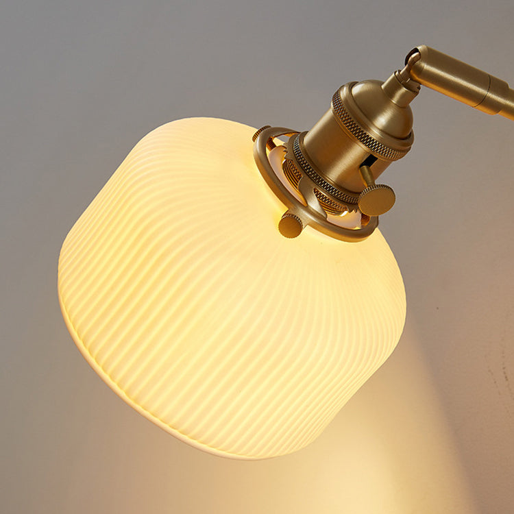 Contemporary Minimalist Striped Ceramic Wall Sconce Lamp with 1 Light