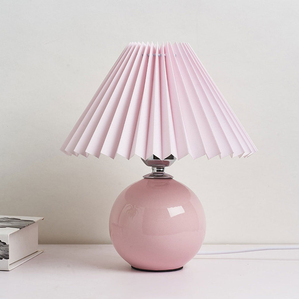 Scandinavian Minimalist Ceramic Pleated Table Lamp with Single Light