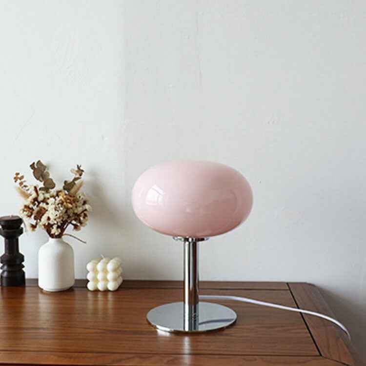 Vintage Nordic Cream Round Glass Table Lamp with Single Light