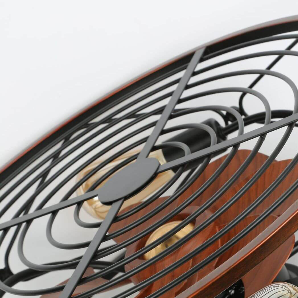 Nordic Industrial Wrought Iron 4-Light Flush Mount Ceiling Fan with Invisible Design