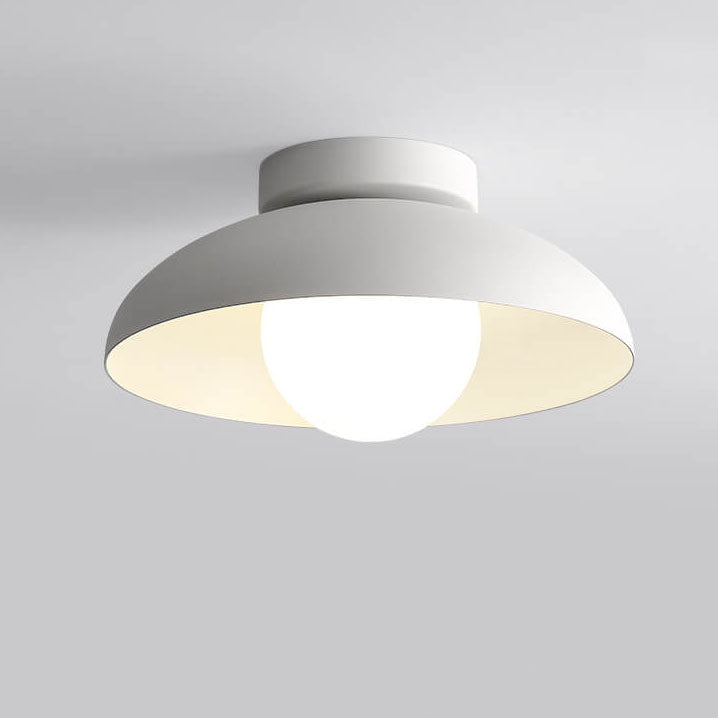 Japanese Wabi-Sabi Iron and Glass 1-Light Semi-Flush Mount Fixture