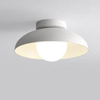 Japanese Wabi-Sabi Iron and Glass 1-Light Semi-Flush Mount Fixture