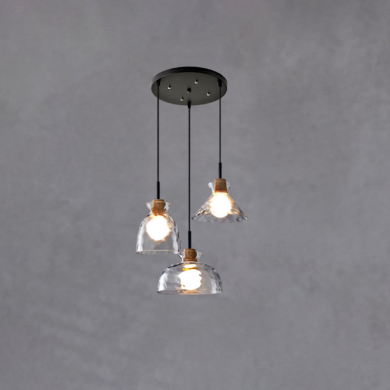 Nordic Clear Rippled Glass 1-Light Pendant Lamp