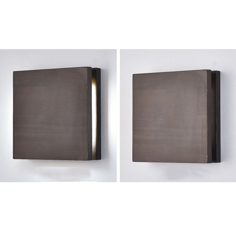 Rectangular LED Wall Sconce Lamp in Japanese Wabi-Sabi Log Wood Design