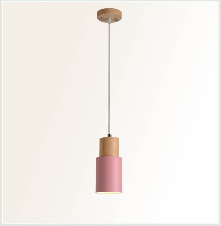 Nordic Macaron Cylinder Aluminum LED Pendant Light - 1-Light Design