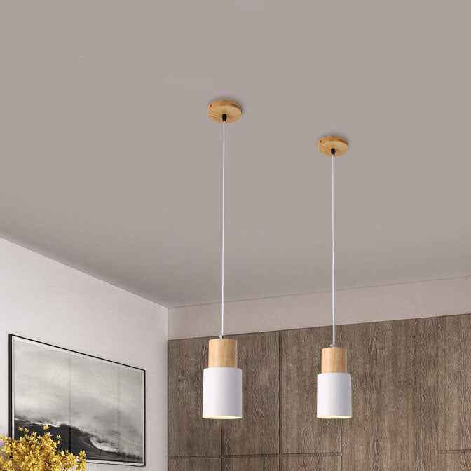 Nordic Macaron Cylinder Aluminum LED Pendant Light - 1-Light Design