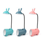 Creative Cartoon Rabbit LED Desk Lamp with Touch Control and USB Pen Holder
