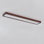 Walnut LED Flush Mount Ceiling Light in Japanese Minimalist Log Design