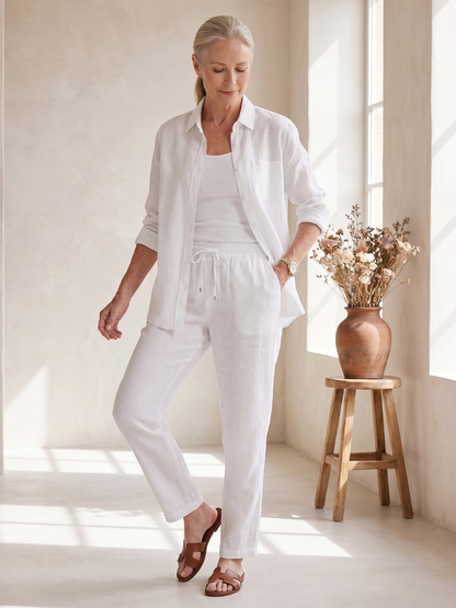 Comfortable Linen Tapered Pants Set for Women