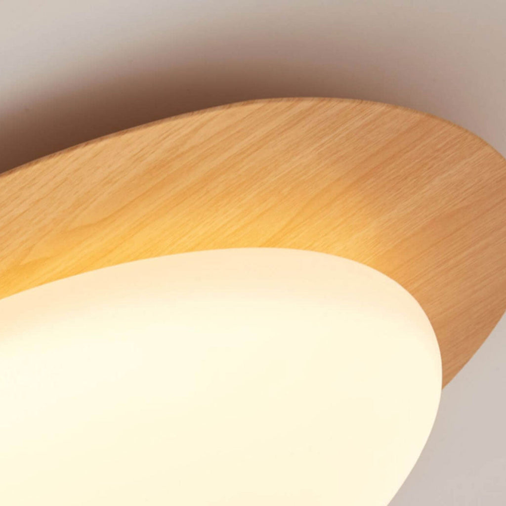 Nordic Style Iron Wood Grain Pebble LED Flush Mount Ceiling Fixture