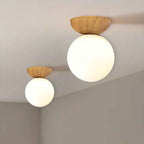 Contemporary Minimalist Glass and Iron Orb 1-Light Semi-Flush Mount/Pendant Light for Living Room