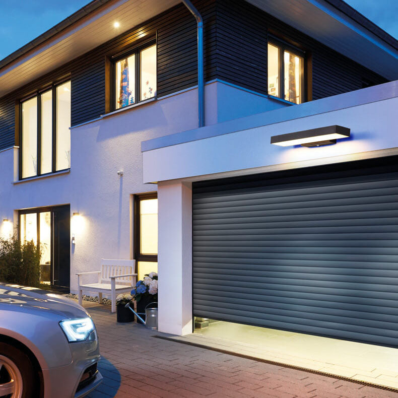 Contemporary Minimalist Rectangular Flat LED Outdoor Wall Sconce with Sensor - Waterproof
