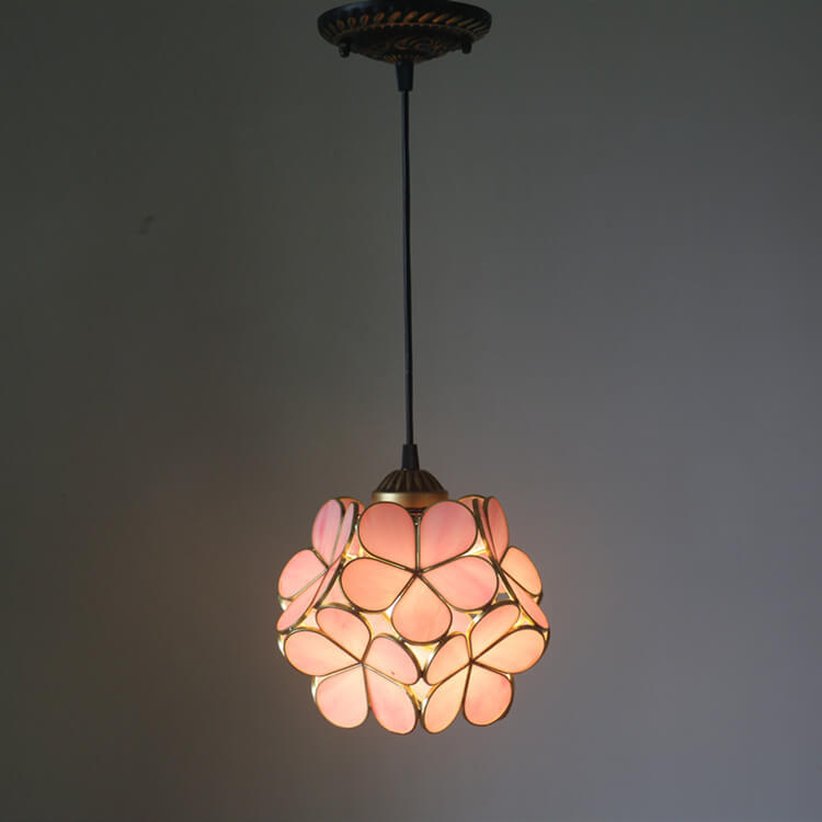 Retro Stained Glass Petal Single-Light Pendant Fixture